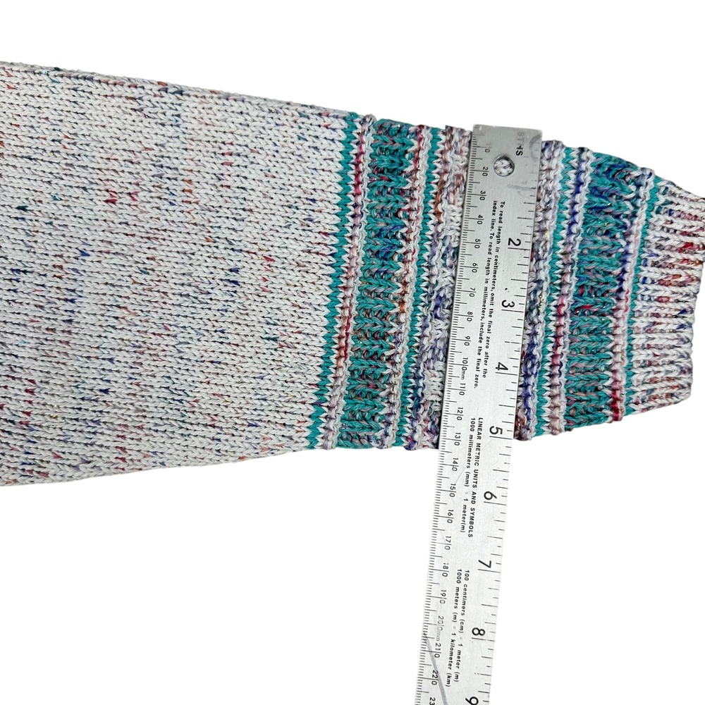 VTG CUTE Aztec Print Mock Neck‎ Sweater Metallic Multi Color Speckled Knit - Picture 9 of 16